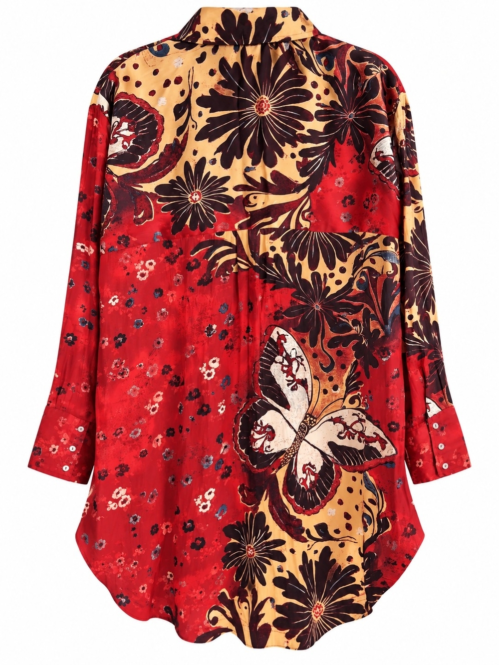 Free People Off The Vine Button Down Tunic S Ruby Butterfly Floral NWT Boho - Picture 5 of 13